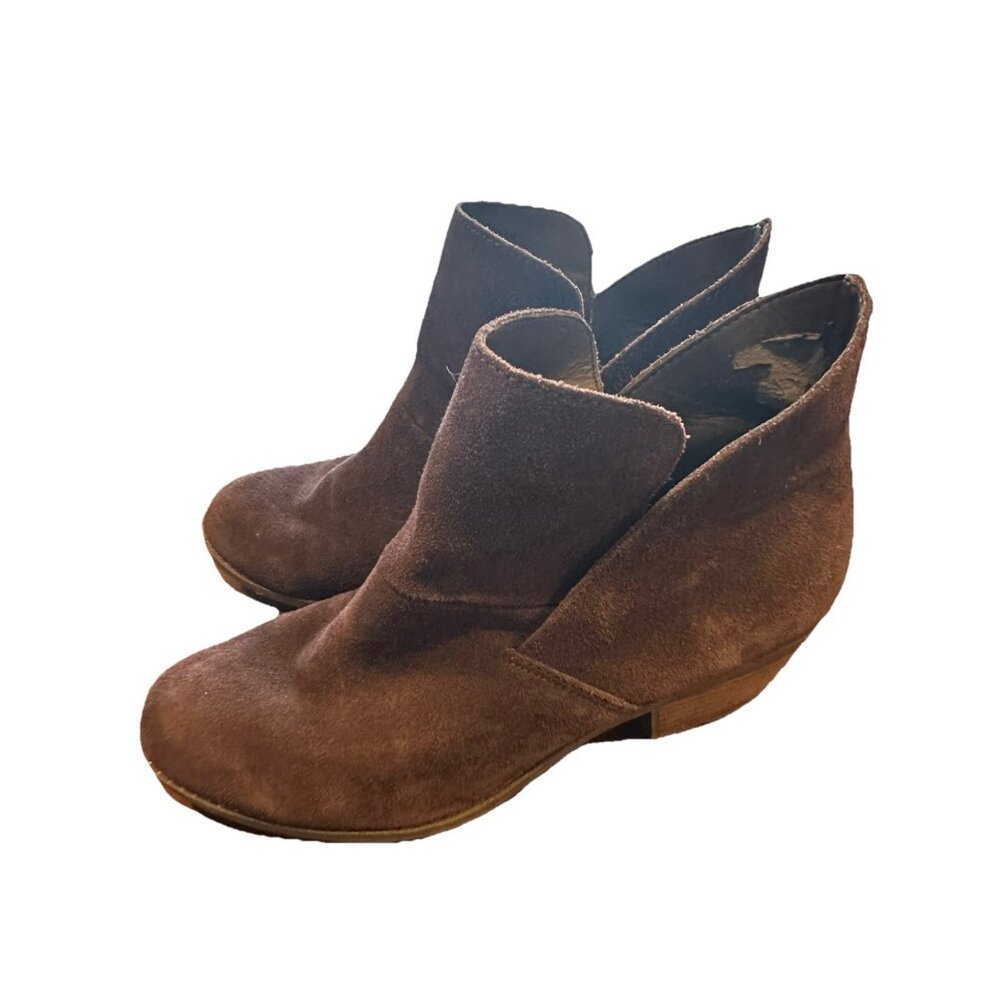 Me Too Zoey Purple Suede Leather Booties Ankle Boots, Size 7.5